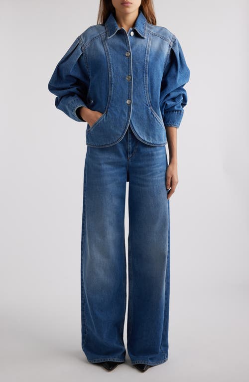 Shop Isabel Marant Valette Curve Hem Denim Jacket In Blue