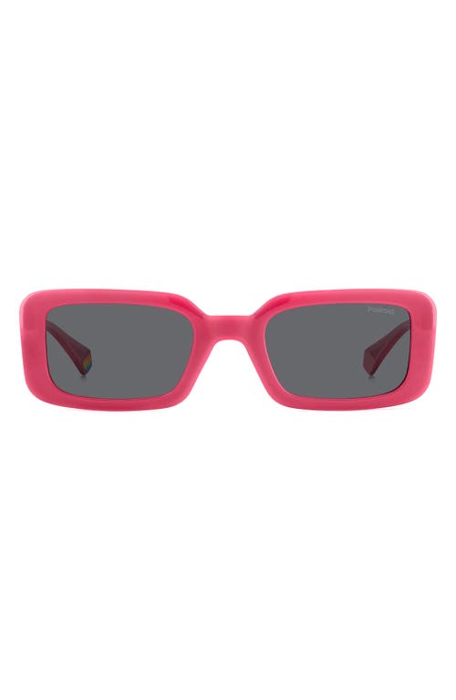 52mm Polarized Rectangular Sunglasses in Fuchsia/Gray Polarized
