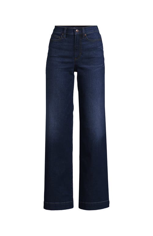 Shop Lands' End Recover High Rise Wide Leg Blue Jeans In Royal Indigo