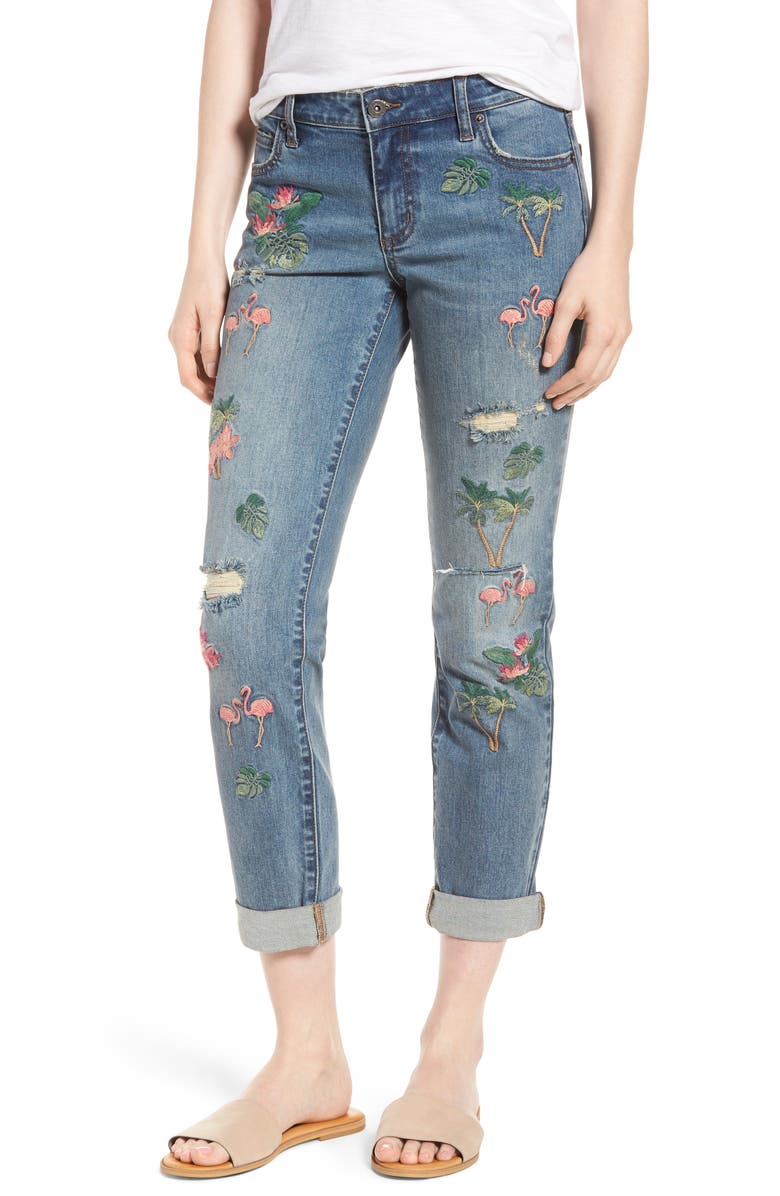 Billy T Flamingo Embroidery Jeans | Nordstrom