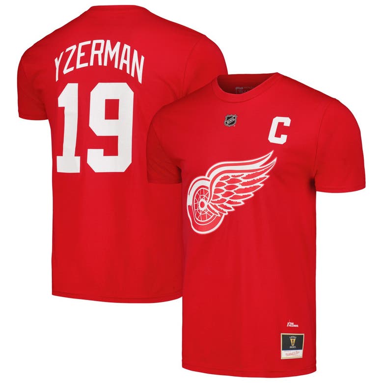 Shop Mitchell & Ness Steve Yzerman Red Detroit Red Wings Captain Patch Name & Number T-shirt