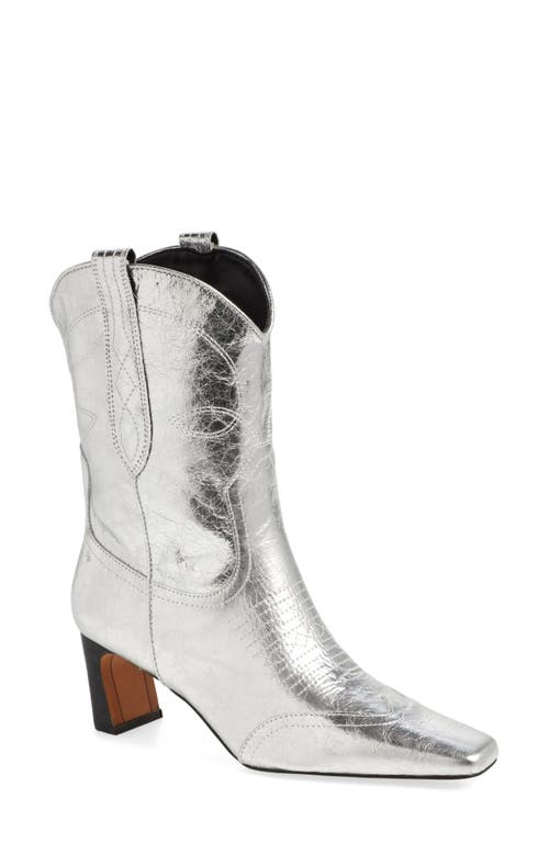 Shop Steve Madden Josefine Western Boot In Silver Leather