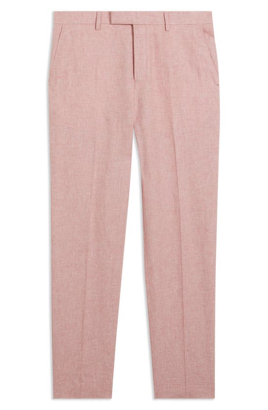 Shop Ted Baker Damasks Slim Fit Flat Front Linen & Cotton Chinos In Light Pink