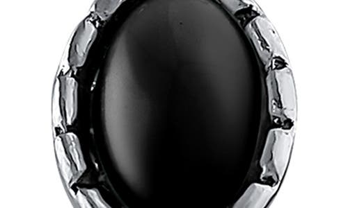 Shop Jardin Oval Resin Stone Hoop Earrings In Black/silver