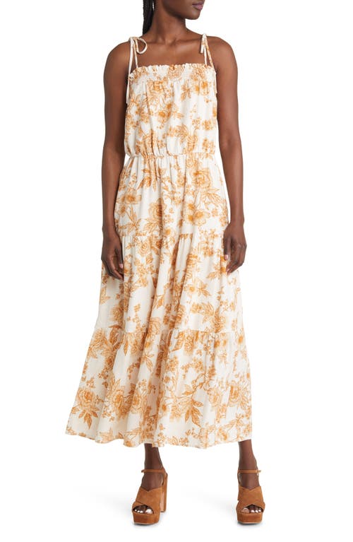 Lost + Wander Nightfall Floral Tie Strap Maxi Dress in Brown Floral
