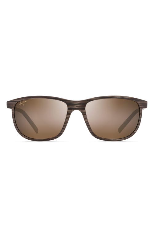 Maui Jim Lele Kawa 58mm Polarized Square Sunglasses in Brown Stripe/Hcl Bronze at Nordstrom