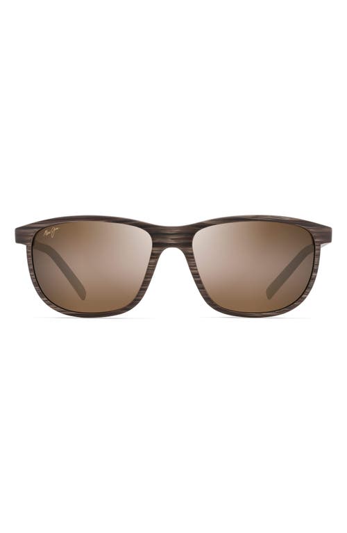 Maui Jim Lele Kawa Mj H811-25c Rectangle Polarized Sunglasses In Brown Stripe/hcl Bronze