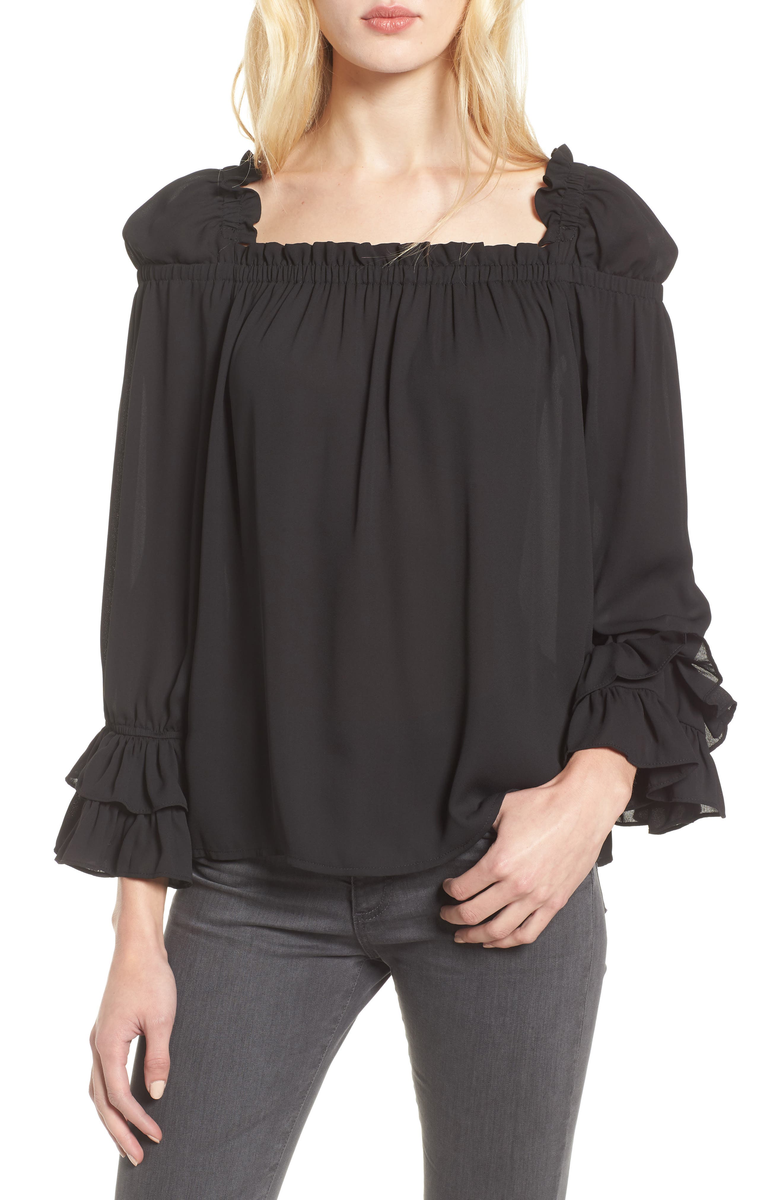 cece ruffle neck blouse