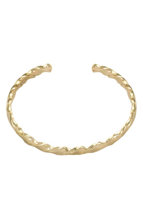 Twisted Thin Cuff Bracelet in Gold