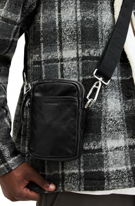Shop Allsaints Zumo Leather Phone Crossbody Bag In Black