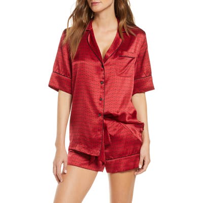 Kiki De Montparnasse Silk Short Pajamas, Red
