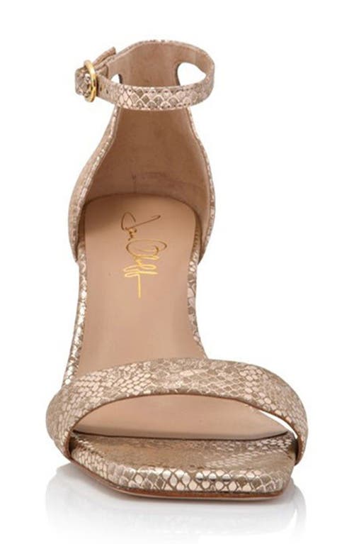 Joan Oloff Simone Sandal In Champagne Metallic Snake