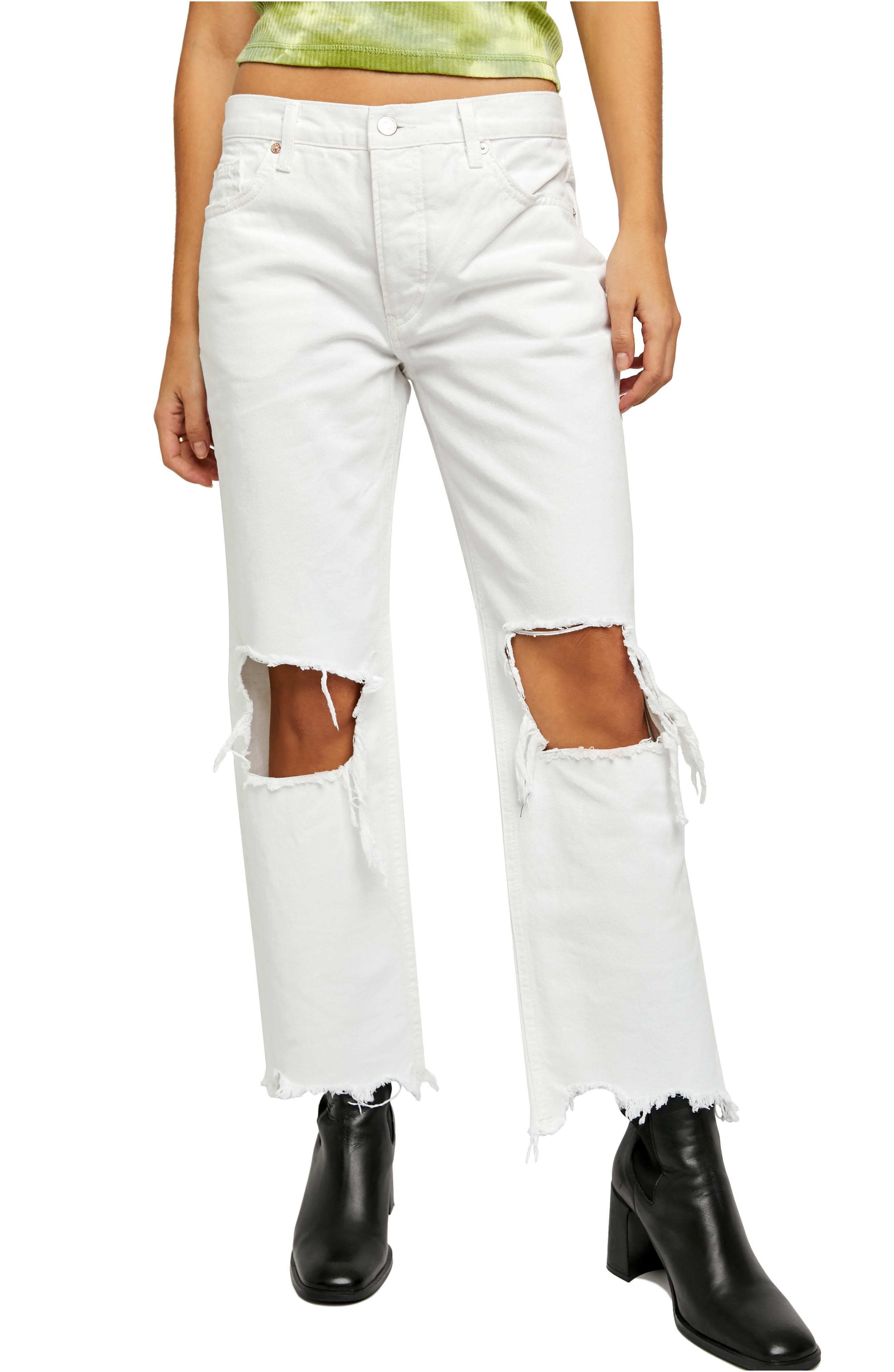 white denim ripped jeans