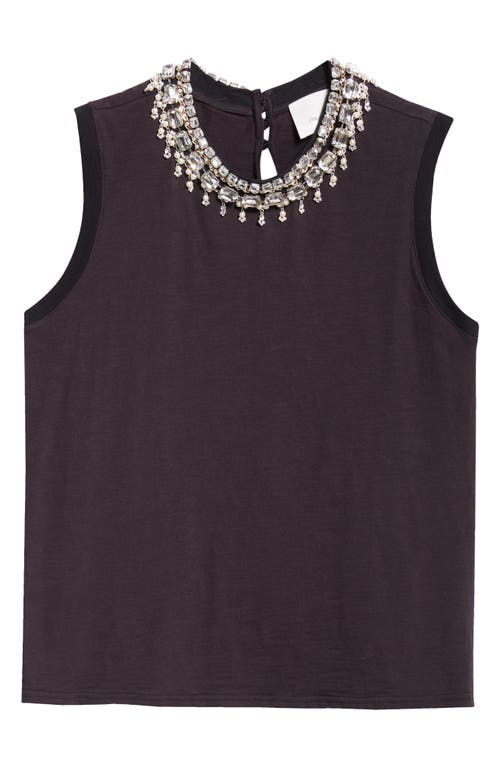 Shop Cinq À Sept Brielle Embellished Jewel Cotton Tank In Black