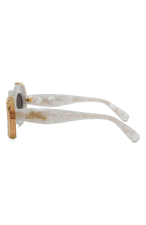 Loewe Gray Paula's Ibiza Pavé Oval Sunglasses In White/other/smoke