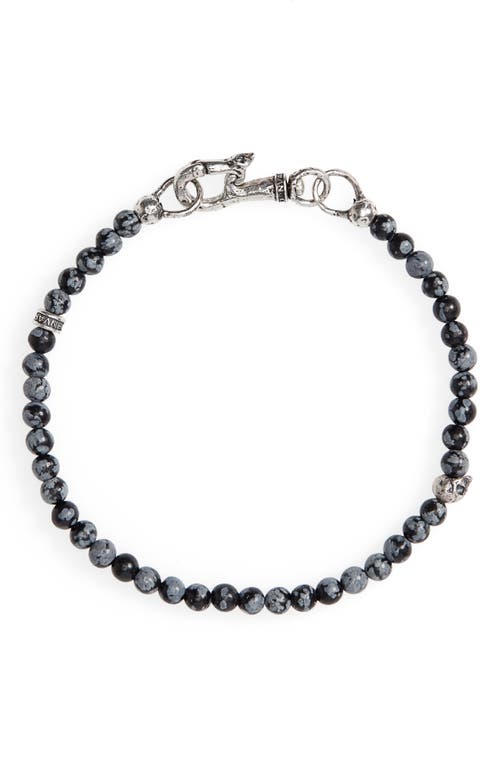 Shop John Varvatos Skull Bead Bracelet In Black/silver