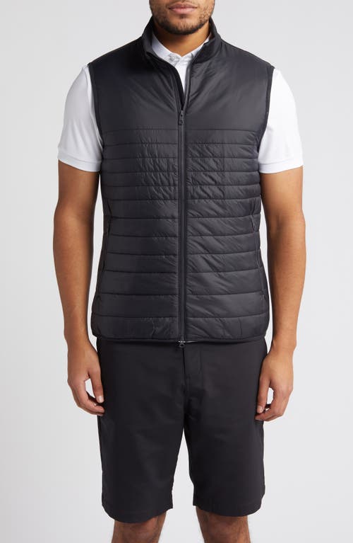 J. Lindeberg Martino Quilted Hybrid Water Repellent Insulated Vest in Black