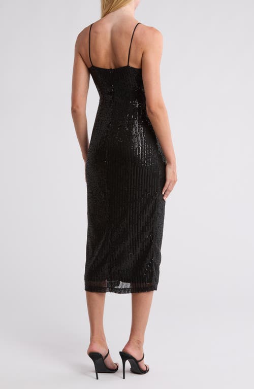 Area Stars Sequin Ruched Midi Dress In Black