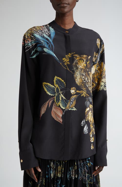 Shop Jason Wu Collection Forest Print Oversize Silk Shirt In Black/multi