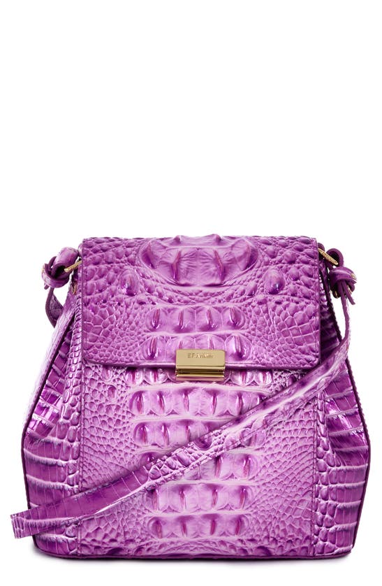 Shop Brahmin Margo Croc Embossed Leather Crossbody Bag In Lilac Essence