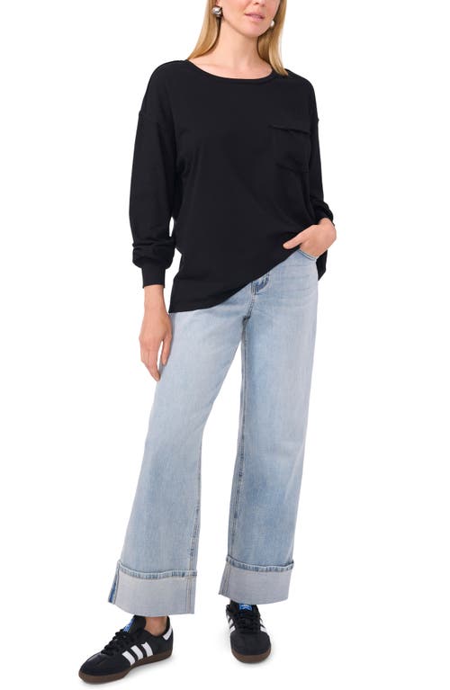 1.state Oversize Pocket Fleece Pullover In Rich Black
