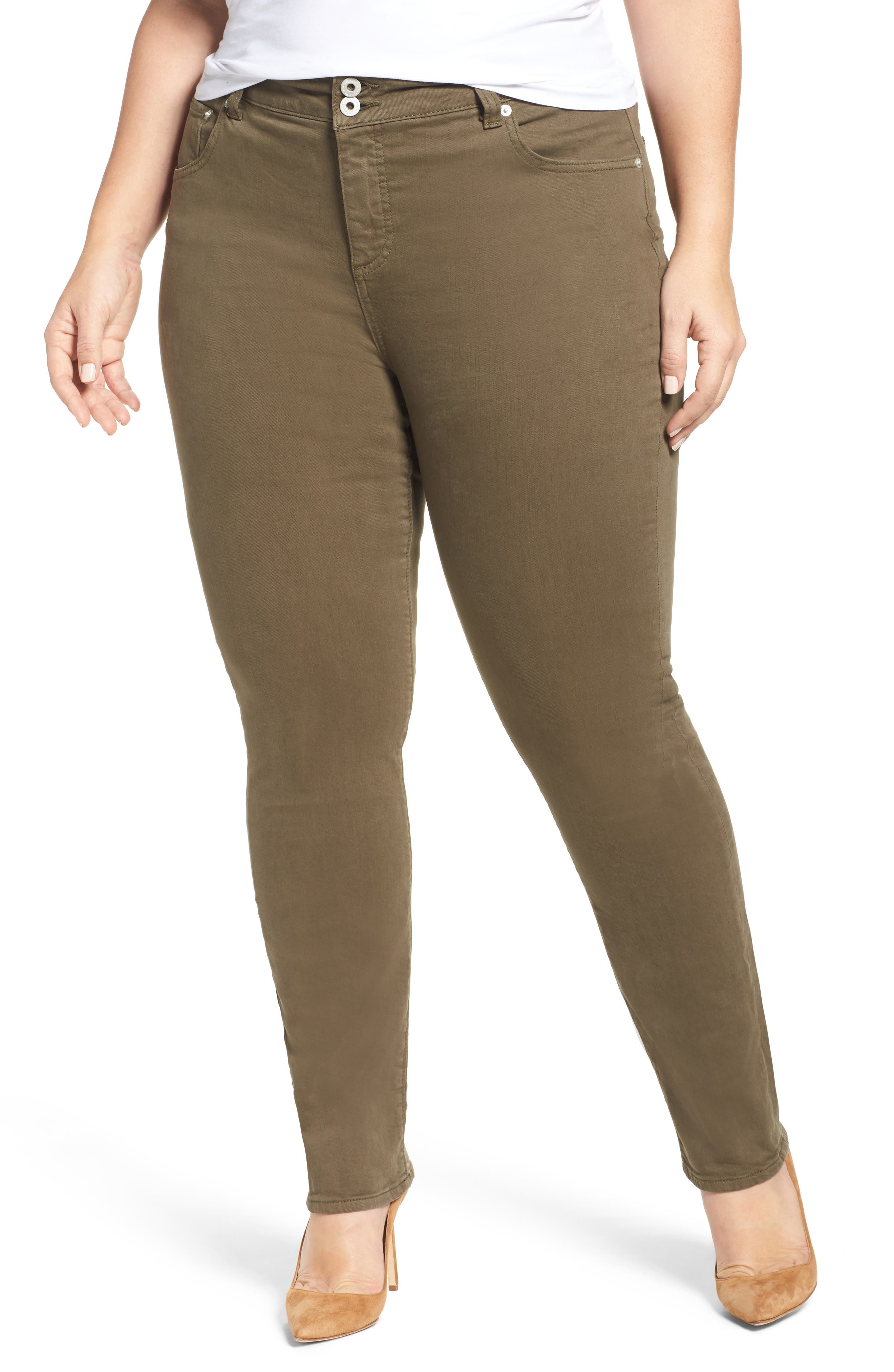 Lucky Brand Emma Stretch Cotton Jeans (Olive) (Plus Size) Nordstrom