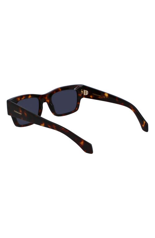 Shop Ferragamo Rivets 53mm Rectangular Sunglasses In Dark Tortoise