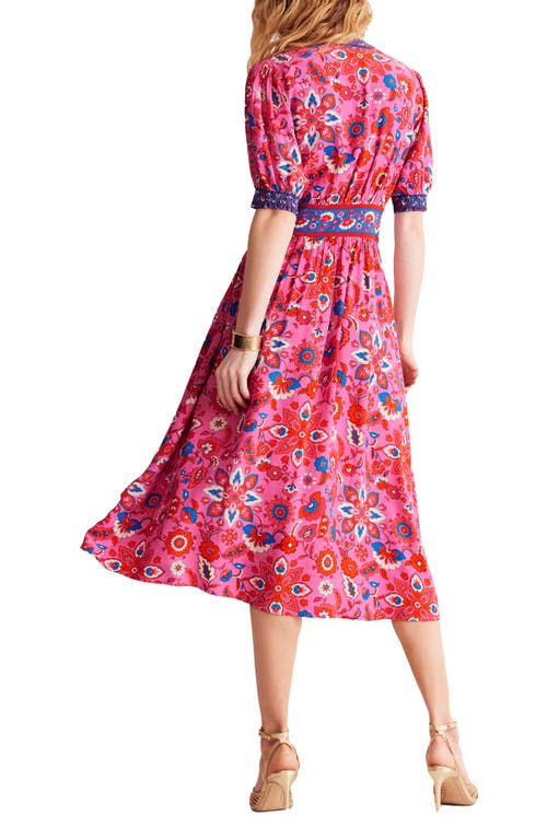 Shop Boden Elsa Button Front Midi Dress In Sangria Sunset Hotch