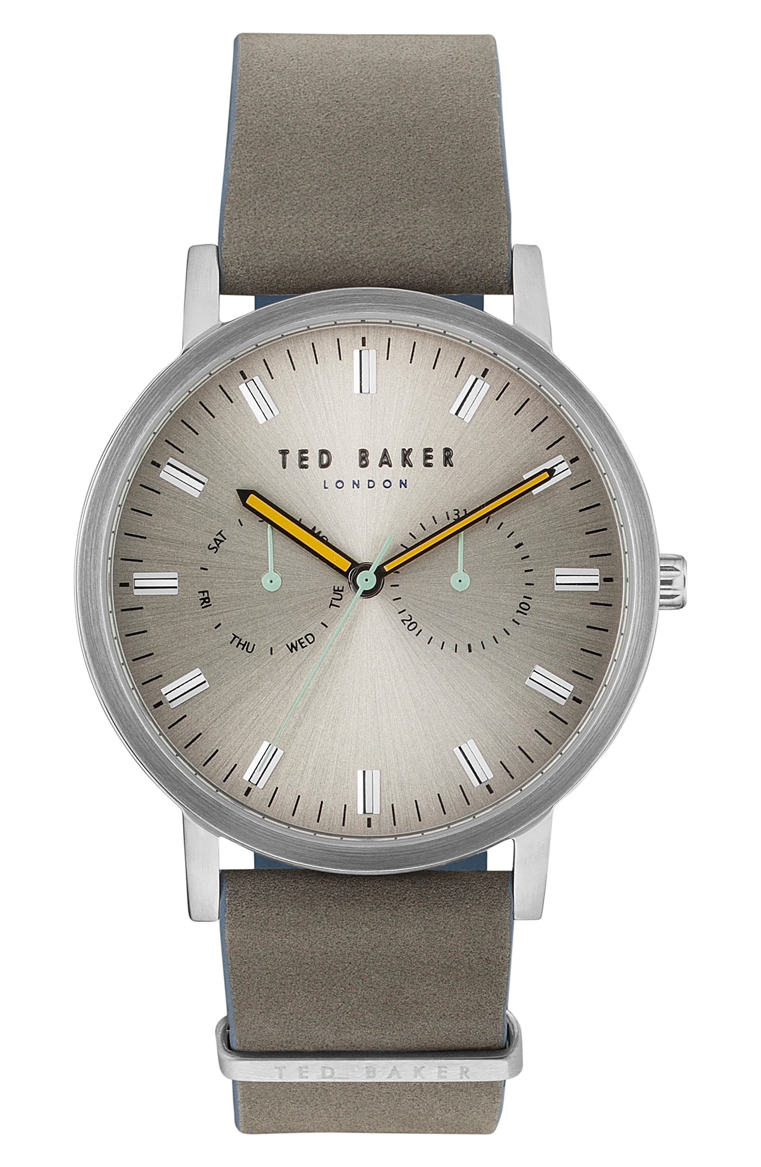 Ted Baker London Brit Leather Strap Watch, 4m