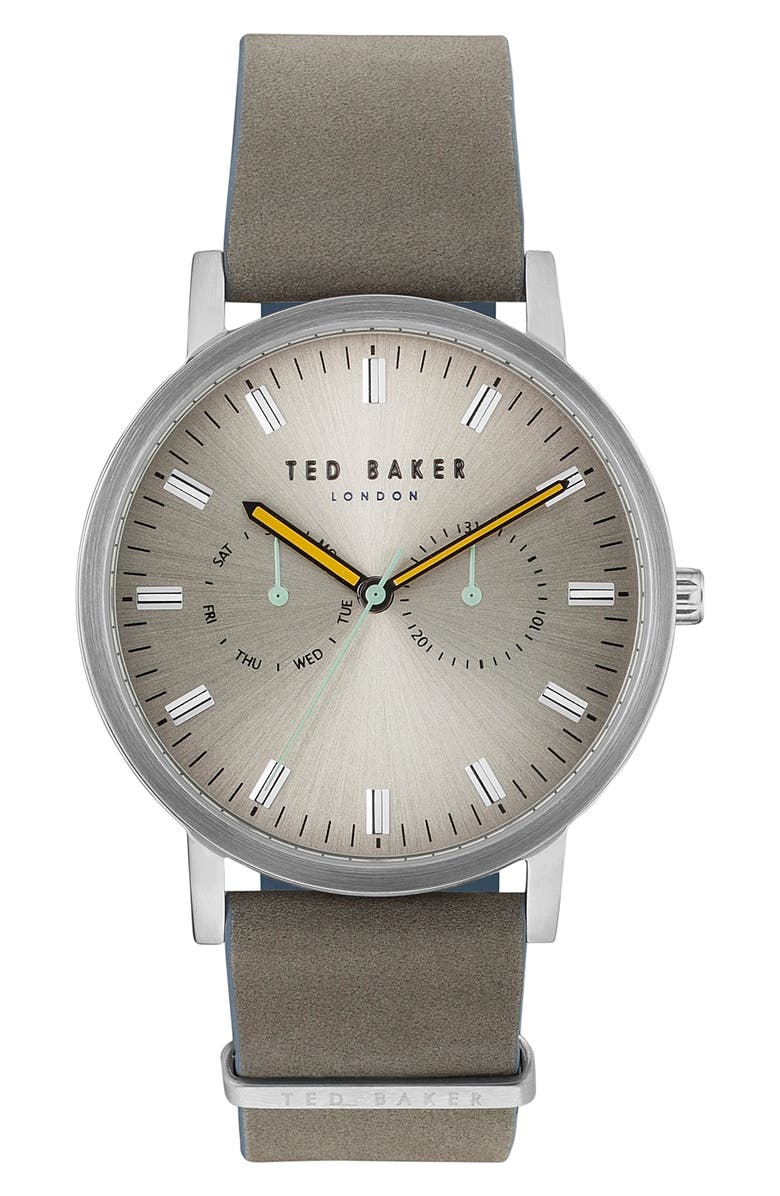 Ted Baker London Brit Leather Strap Watch, 43mm | Nordstrom