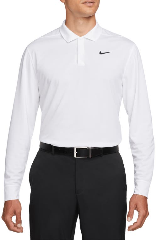 Nike Golf Dri-fit Victory Long Sleeve Golf Polo In White/black