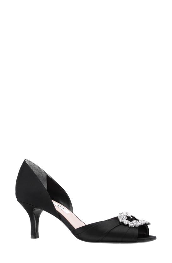 Nina Corrine Crystal Peep Toe Pump In Black