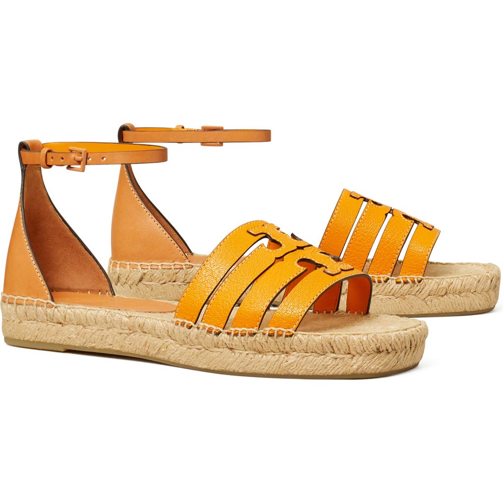 Tory Burch Ines Ankle Strap Espadrille Platform Sandal In Orange