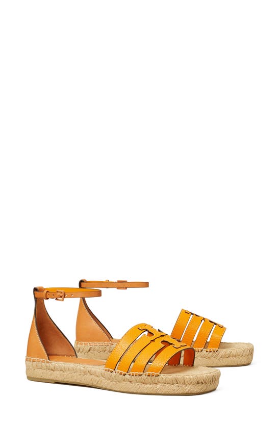 Tory Burch Ines Ankle Strap Espadrille Platform Sandal In Orange Lily / Brandy