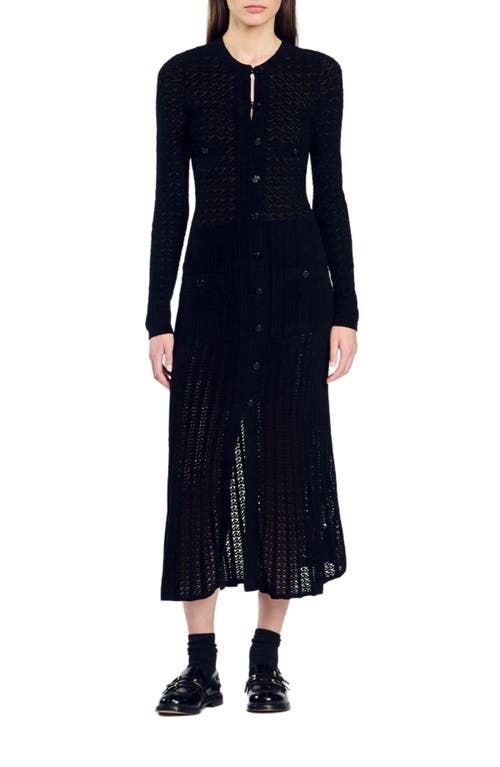 Shop Sandro Velvet-effect Knit Maxi Dress In Black