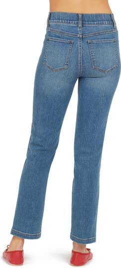 Spanx Seamed Front Wide Leg Jeans Vintage Indigo One Hip Mom