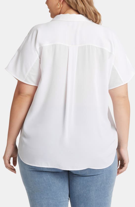 Shop Nydj Becky Georgette Popover Top In Optic White