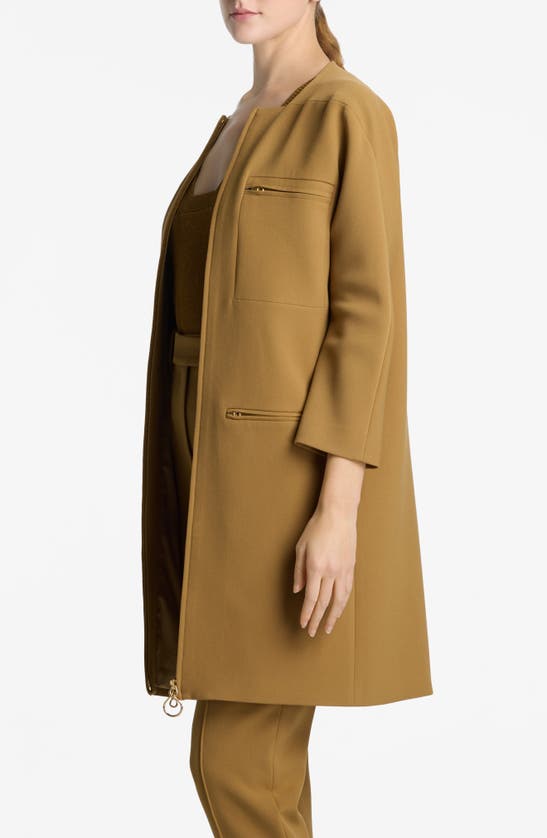 Shop St John St. John Collection Stretch Crepe Longline Jacket In Hazel