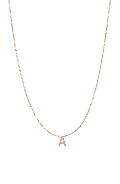 BYCHARI Initial Pendant Necklace in 14K Rose Gold-A at Nordstrom