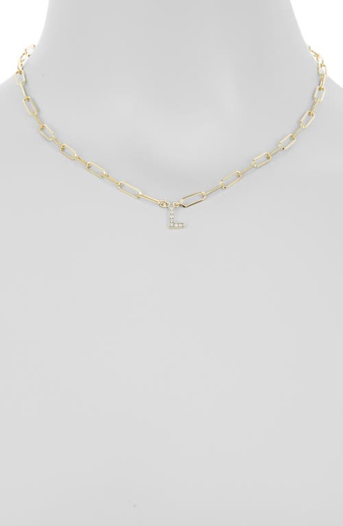 Meshmerise Diamond Initial Charm Paper Clip Chain Necklace In Yellow-l
