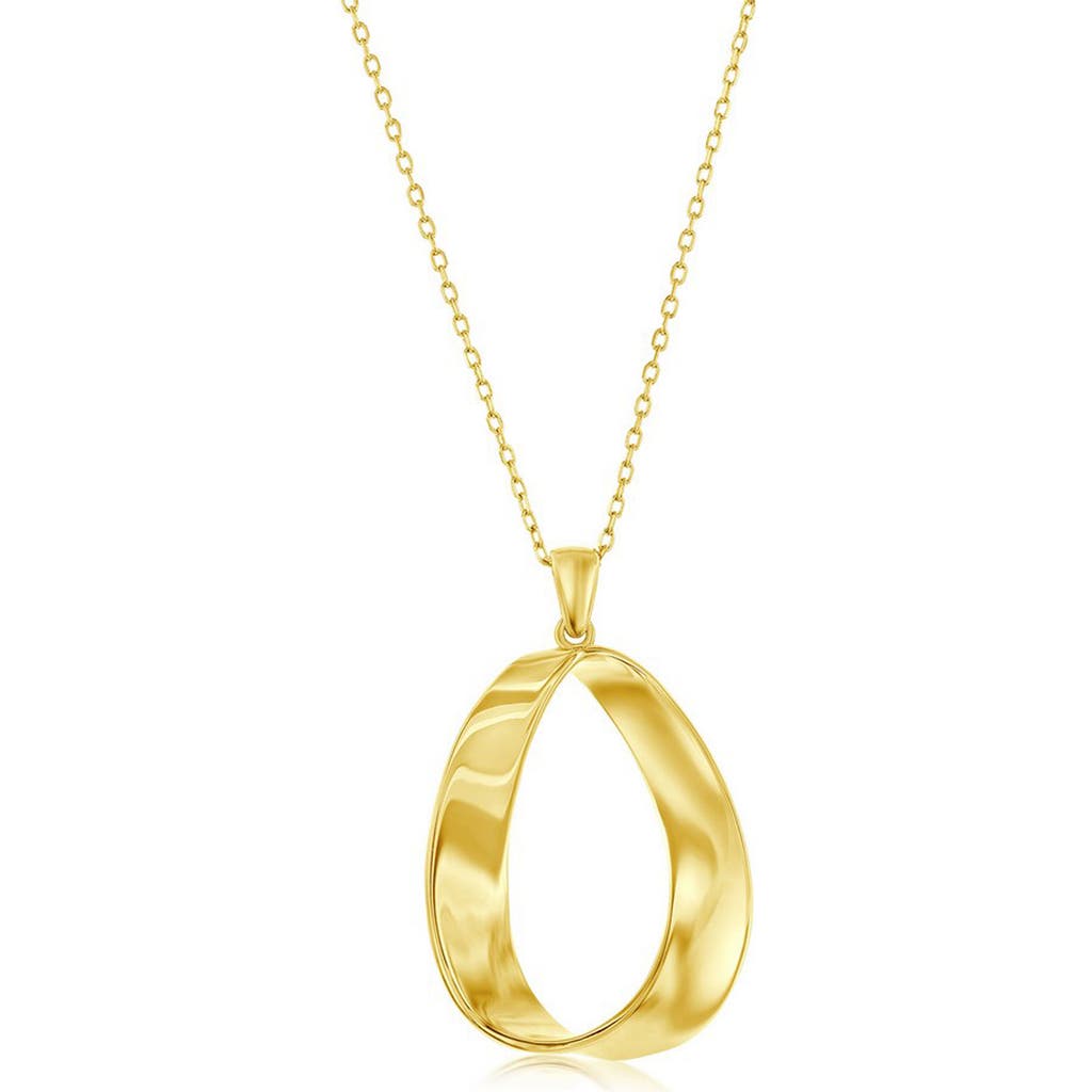 Simona 14k Gold Plated Sterling Silver Twisted Oval Pendant Necklace In Gold