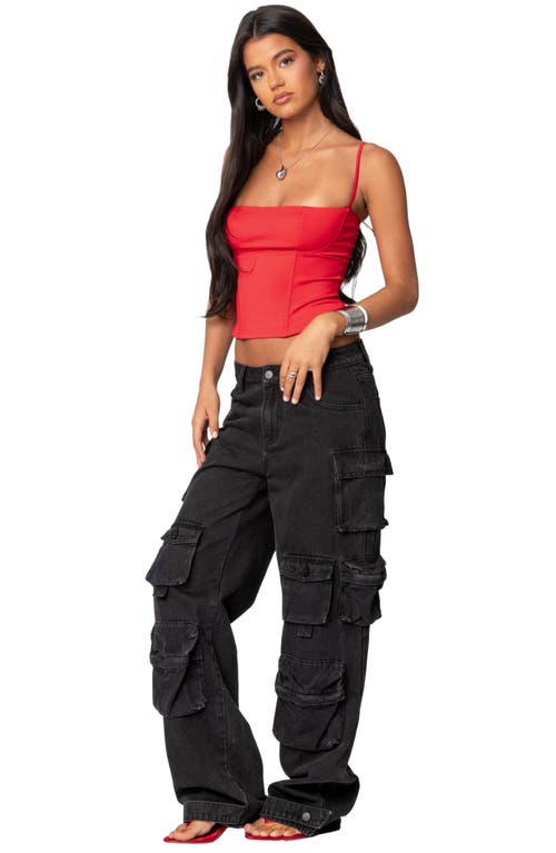 Edikted Juno Corset Crop Camisole In Red