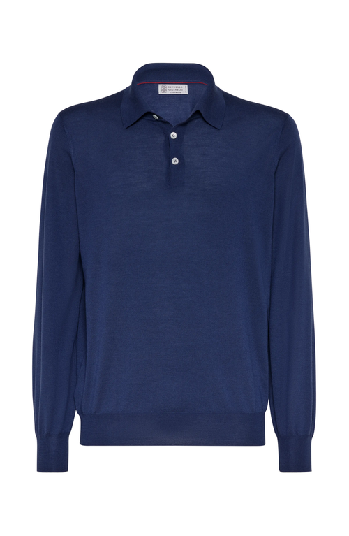 Shop Brunello Cucinelli Polo-style Sweater In Indigo