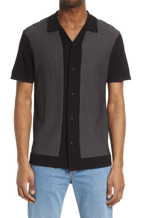 Harvey Short Sleeve Knit Button-Up Camp Shirt in Grey