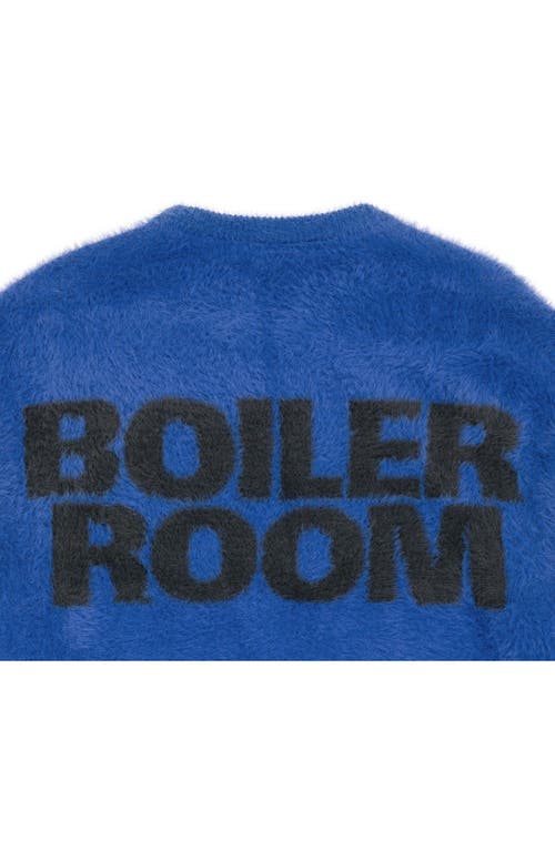 Shop Boiler Room Fuzzy Graphic Crewneck Sweater In Cobalt/blue