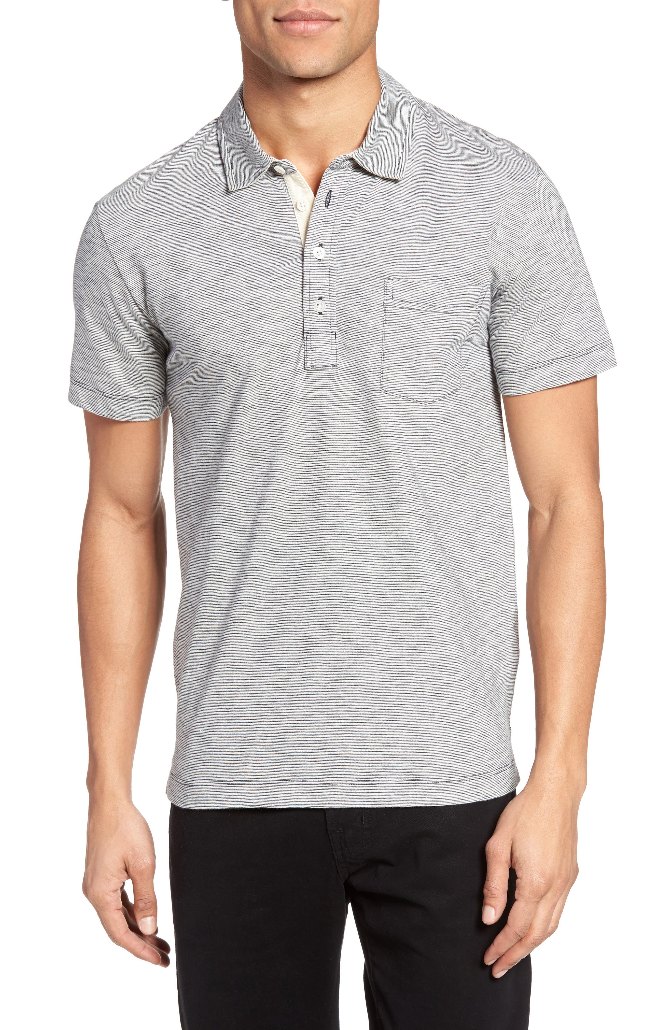 Billy Reid Mens Long Sleeve Pensacola Polo Shirt with Pocket