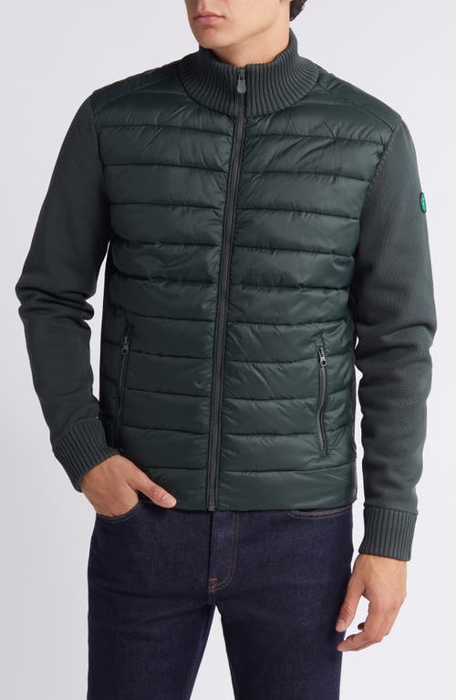 Save The Duck Sedum Mixed Media Hybrid Jacket In Green Black