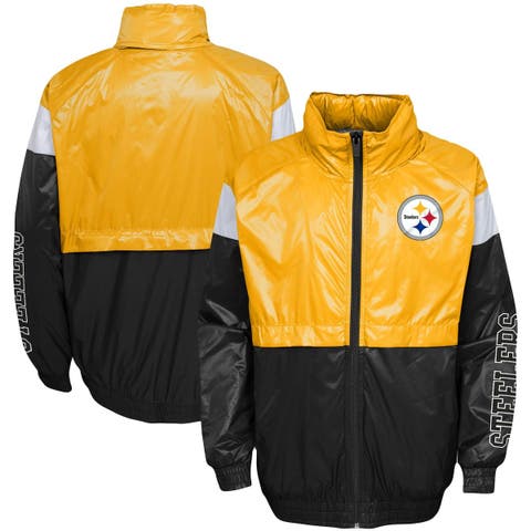 Men's Mitchell & Ness Black Pittsburgh Steelers Undeniable Full-Zip  Windbreaker Hoodie