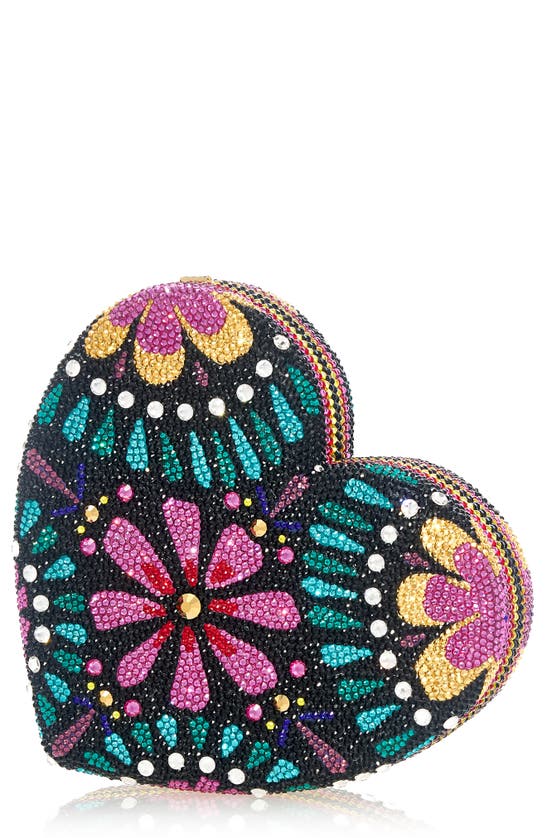 JUDITH LEIBER CORAZON FLORAL CRYSTAL HEART CLUTCH,M196305