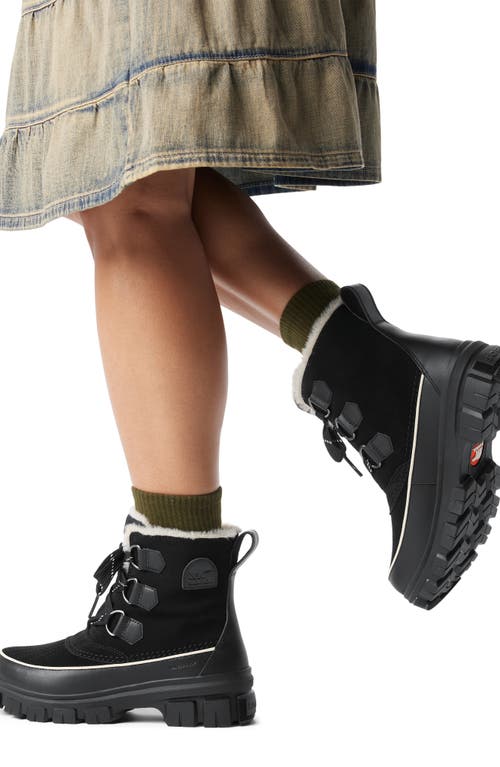 Sorel Tivoli V Wp Waterproof Boots In Black And Fawn In Black/fawn